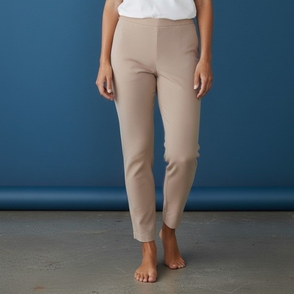 Brooks Brothers Womens Tan Khaki Stretch Ankle Pants Side Zip Tapered Size 4